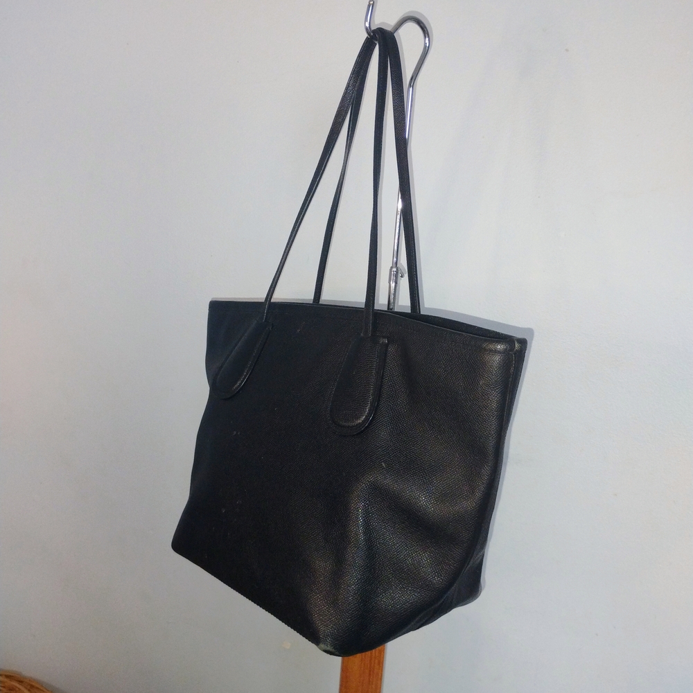 COACH Taxi Zip Top Cross grain Leather Large Tote Bag Black Gold - Picture 5 of 12